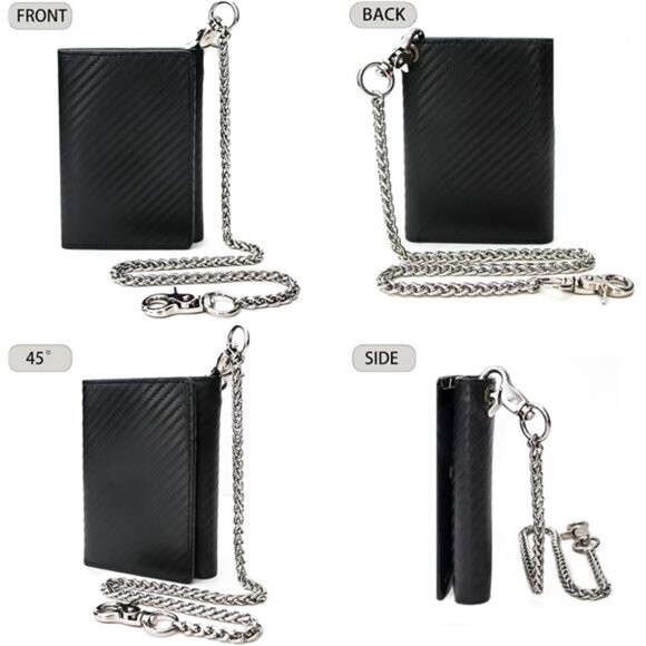 Real Leather RFID Blocking Bifold Wallets for Men Double Zipper Coin Pocket - Picture 5 of 7